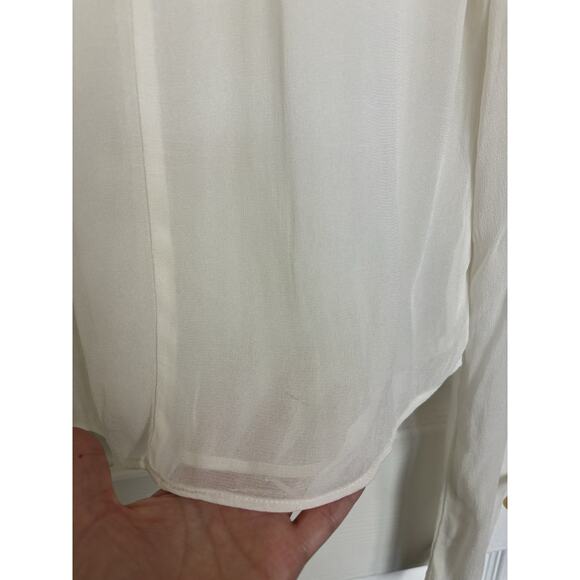 Reformation White Cropped Long Sleeve Top Size XS Boho Sheer Peasant Renfest - Picture 9 of 10